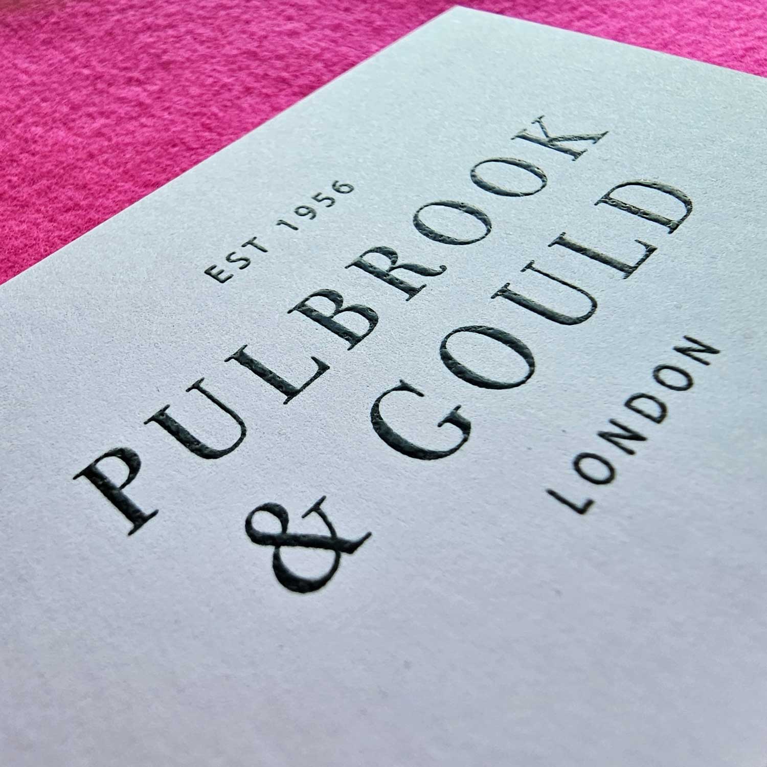 London Print Room | Pulbrook & Gould - Thermo Printed Business Card