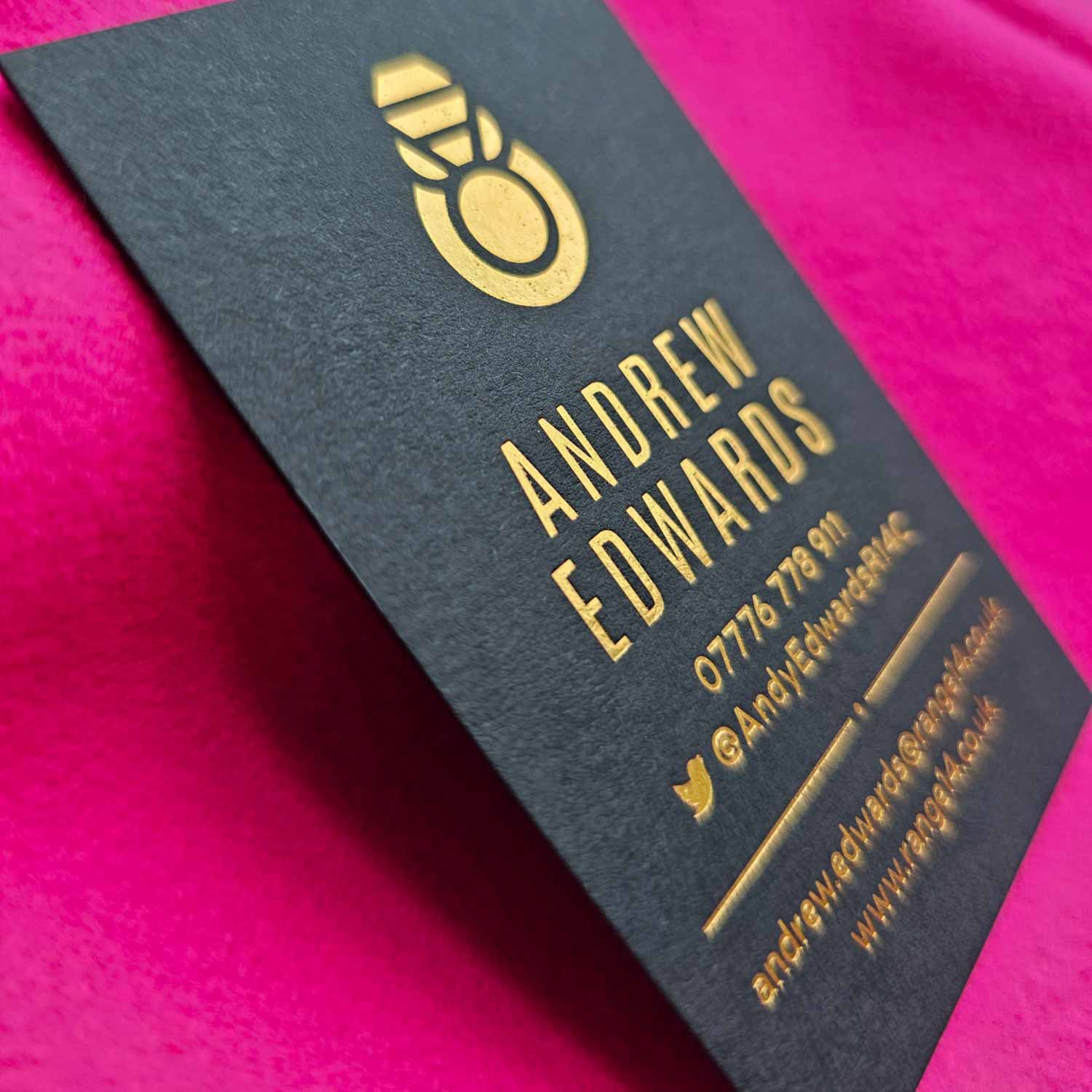 London Print Room | Andrew Edwards - GF Smith Colorplan Racing Green Business Card with Gold Foil